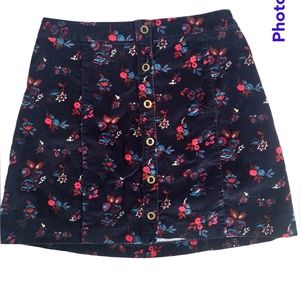 Hollister Y2K Button down front Floral Velvet Mini Skirt Size 3 Jr's